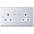 Selectric 7M-Pro Polished Chrome 2 Gang 13A DP Switched Socket with White Insert
