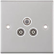 Selectric 5M Satin Chrome Triplex Sat/TV/FM Socket with White Insert