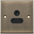 Selectric 7M-Pro Antique Brass 1 Gang 5A Round Pin Socket with Black Insert