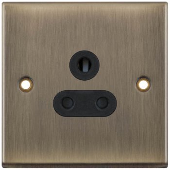 Selectric 7M-Pro Antique Brass 1 Gang 5A Round Pin Socket with Black Insert