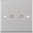 Selectric 7M-Pro Satin Chrome 2 Gang TV/FM Socket with White Insert
