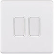 Selectric 5M-Plus Matt White 2 Gang 10A 2 Way Switch with White Insert