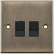 Selectric 7M-Pro Antique Brass 2 Gang RJ45 Socket with Black Insert
