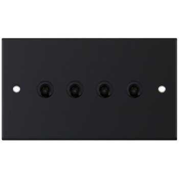 Selectric 5M Matt Black 4 Gang 10A 2 Way Toggle Switch