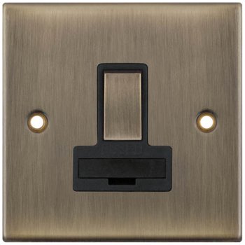 Selectric 5M Antique Brass 13A DP Switched Fused Connection Unit with Black Insert