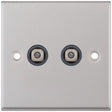 Selectric 7M-Pro Satin Chrome 2 Gang Satellite Socket with Grey Insert