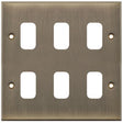 Selectric 5M GRID360 Antique Brass 6 Gang Faceplate