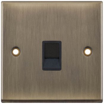 Selectric 7M-Pro Antique Brass 1 Gang RJ45 Socket with Black Insert