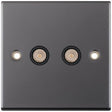 Selectric 5M Black Nickel 2 Gang TV/FM Socket with Black Insert
