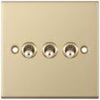 Selectric 5M Satin Brass 3 Gang 10A 2 Way Toggle Switch
