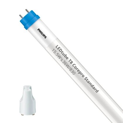 Philips CorePro LEDtube 1200mm 15.5W 830 T8 - LED Tube T8 CorePro (EM/Mains) Standard Output 15.5W 1700lm - 830 Warm White | 120cm - Replaces 36W