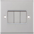 Selectric 5M Satin Chrome 3 Gang 10A 2 Way Switch with White Insert