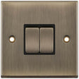 Selectric 7M-Pro Antique Brass 2 Gang 10A 2 Way Switch with Black Insert