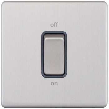 Selectric 5M-Plus Screwless Satin Chrome 1 Gang 45A DP Switch with Grey Insert