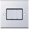 Selectric 7M-Pro Polished Chrome 3 Gang 10A 2 Way Switch with Black Insert
