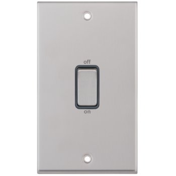 Selectric 7M-Pro Satin Chrome 2 Gang 45A DP Switch with Grey Insert