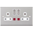 Selectric 7M-Pro Satin Chrome 2 Gang 13A DP Switched Socket with Neon and White Insert