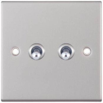 Selectric 5M Satin Chrome 2 Gang 10A 2 Way Toggle Switch