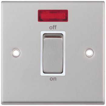 Selectric 7M-Pro Satin Chrome 1 Gang 45A DP Switch with Neon and White Insert