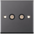 Selectric 7M-Pro Black Nickel 2 Gang TV/FM Socket with Black Insert