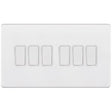 Selectric 5M-Plus Matt White 6 Gang 10A 2 Way Switch with White Insert