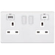 Selectric 5M-Plus Matt White 2 Gang 13A Switched Socket with USB C and A Outlets - White Insert