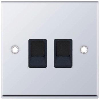 Selectric 7M-Pro Polished Chrome 2 Gang RJ45 Socket with Black Insert