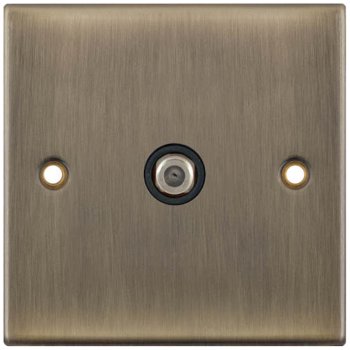 Selectric 5M Antique Brass 1 Gang Satellite Socket with Black Insert