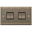 Selectric 7M-Pro Antique Brass 4 Gang 10A 2 Way Switch with Black Insert