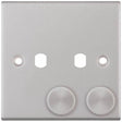 Selectric 5M Satin Chrome 1 Gang Twin Aperture Dimmer Plate with Matching Knobs