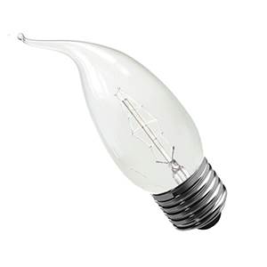 240v 25w E27 35x125mm Clear Coup de Vent Candle with Decorative Filament