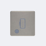 screwless unswitched spur + fo in brushed steel with grey inserts