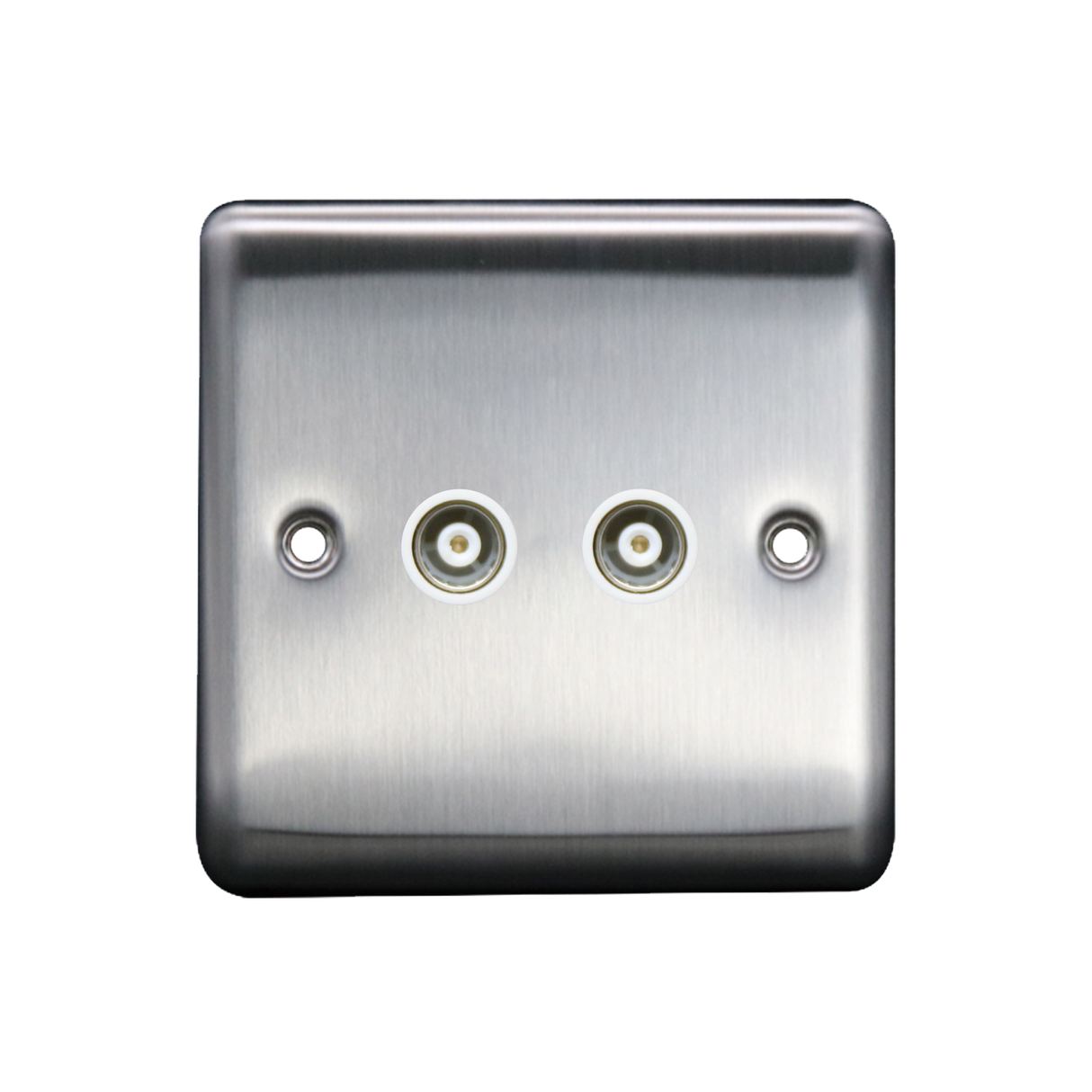 Caradok 1G Iso Coax Socket + 1 Branch Brushed Chrome White Insert