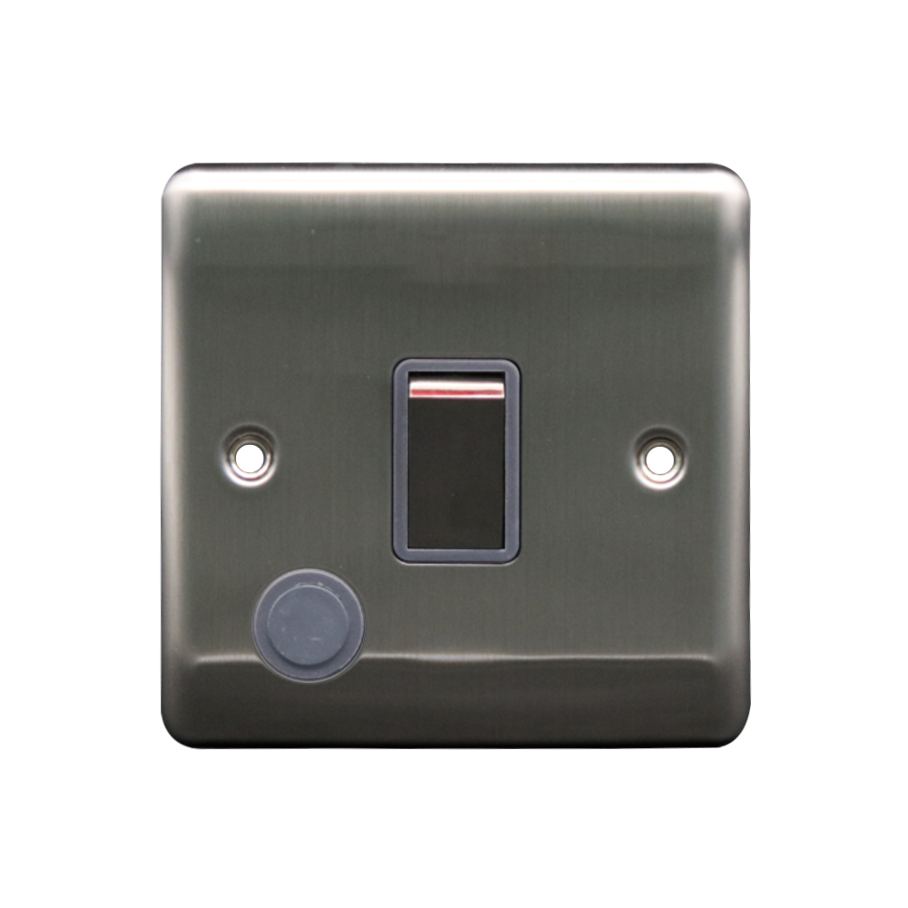 Caradok 20A DP Switch + FO Brushed Chrome Grey Insert