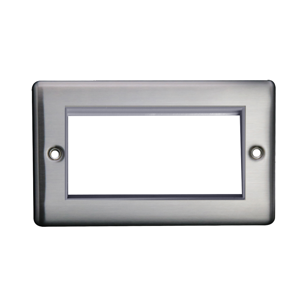 Caradok 2G 4 Module Data Plate Brushed Chrome Grey Insert
