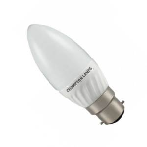 240v 4w LED Candle Ba22d Non Dim 400lm - Crompton - LCBC4WW