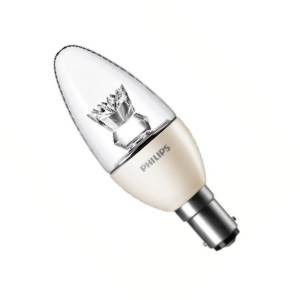 LED Candle 6.2w Ba15d/SBC 240v Philips Warm White Dimmable Light Bulb - MLED6WCNDLB15 - 5601600