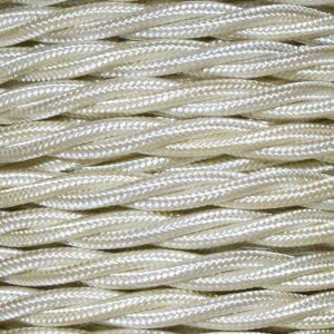 1.5mm Core Decorative Braided Fabric Flex  - 1 Metre Length  - CREAM TWIST