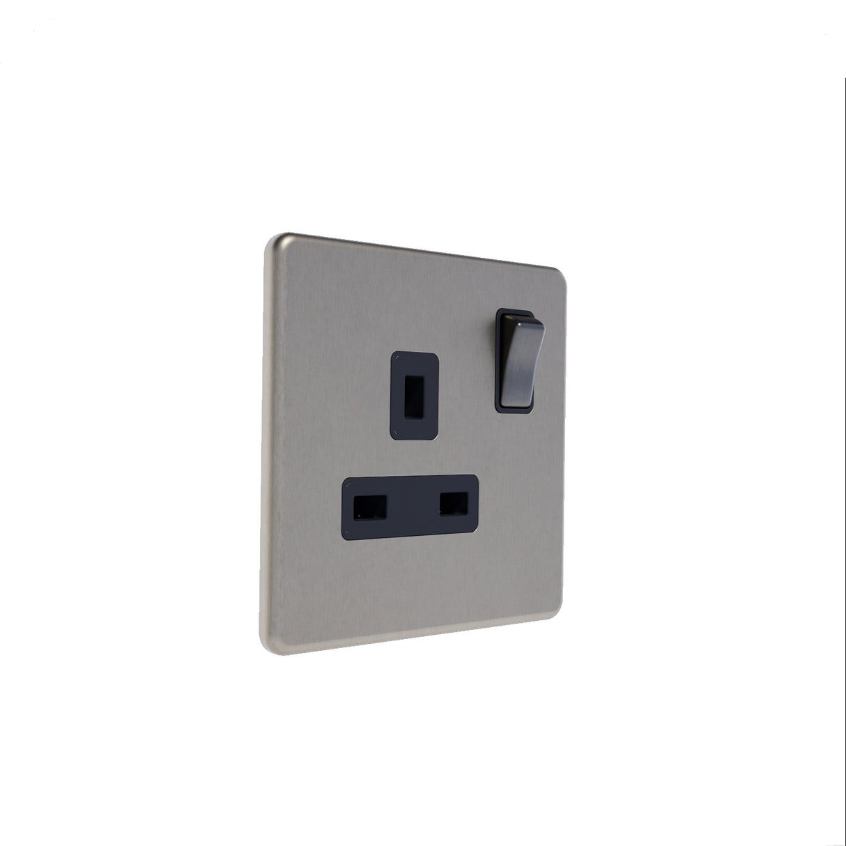 Caradok - The Flat - Screwless 13A 1G DP Switched Socket Brushed Chrome