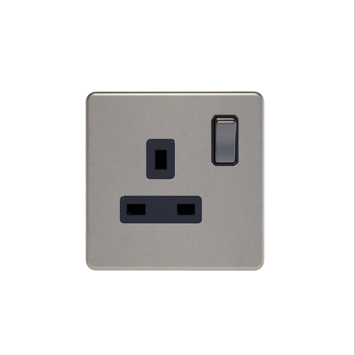 Caradok - The Flat - Screwless 13A 1G DP Switched Socket Brushed Chrome