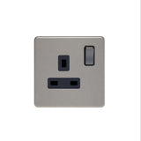 Caradok - The Flat - Screwless 13A 1G DP Switched Socket Brushed Chrome