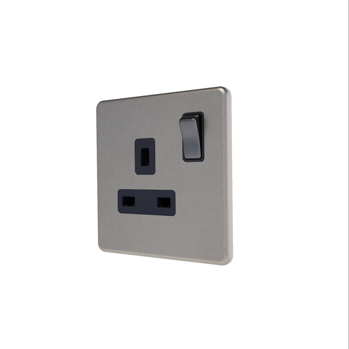 Caradok - The Flat - Screwless 13A 1G DP Switched Socket Brushed Chrome