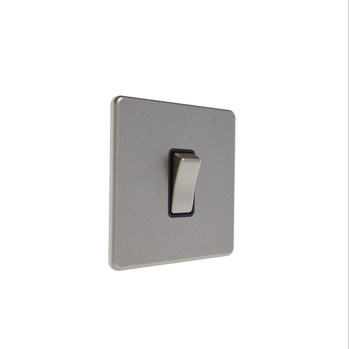 Caradok - The Flat - Screwless 10A Retractive Switch Brushed Chrome - Black Inserts