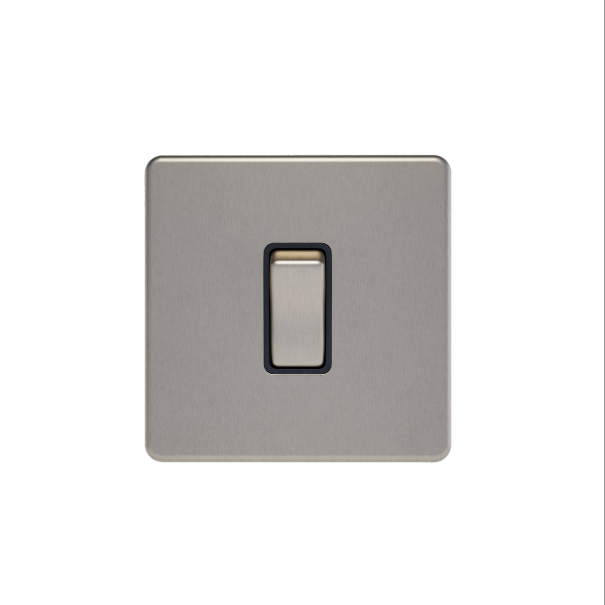 Caradok - The Flat - Screwless 10A Retractive Switch Brushed Chrome - Black Inserts