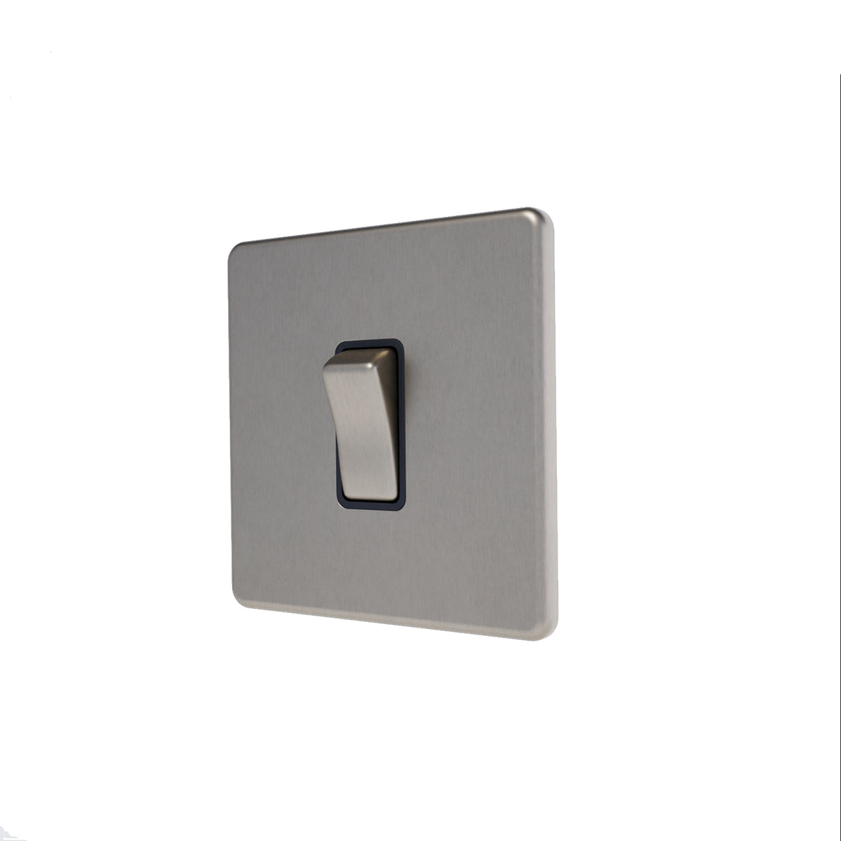 Caradok - The Flat - Screwless 10A Retractive Switch Brushed Chrome - Black Inserts