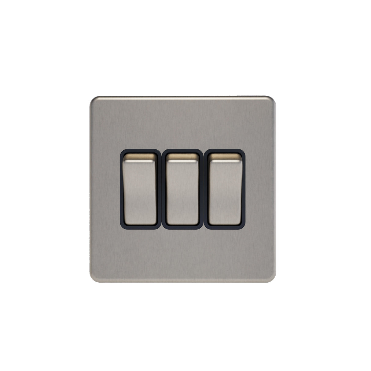Caradok - The Flat - Screwless 3G 2Way 10A Switch Brushed Chrome Black
