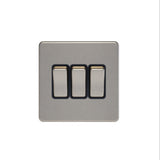Caradok - The Flat - Screwless 3G 2Way 10A Switch Brushed Chrome Black