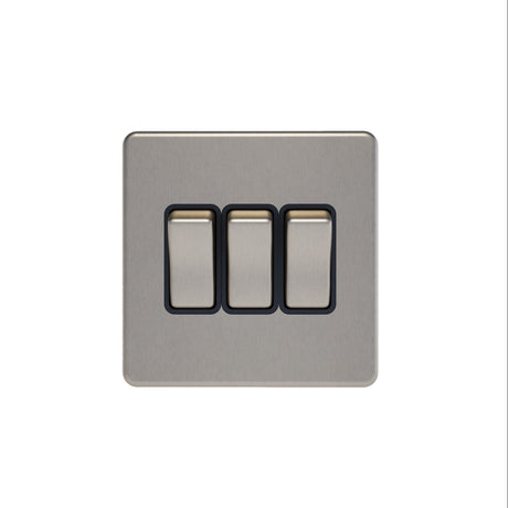 Caradok - The Flat - Screwless 3G 2Way 10A Switch Brushed Chrome Black