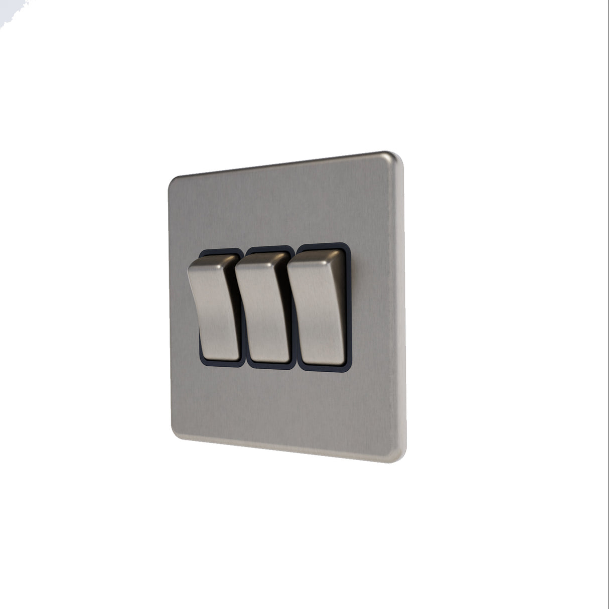 Caradok - The Flat - Screwless 3G 2Way 10A Switch Brushed Chrome Black