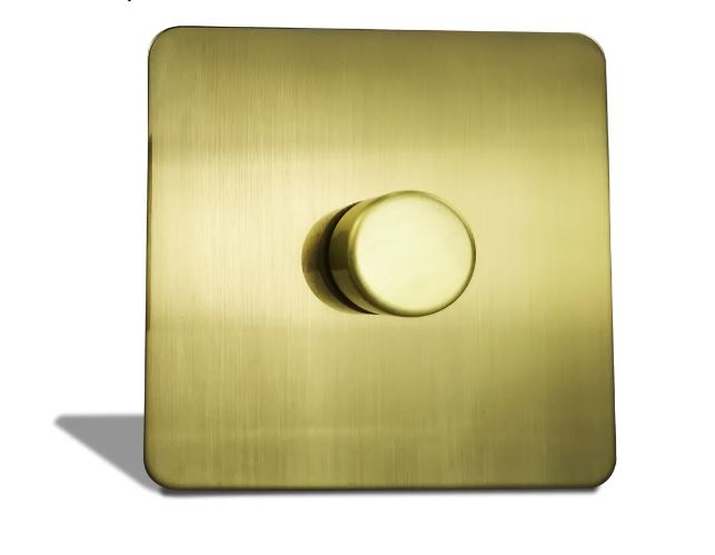 Caradok 1 Gang Screwless 2 Way Brushed Brass LED Dimmer Switch